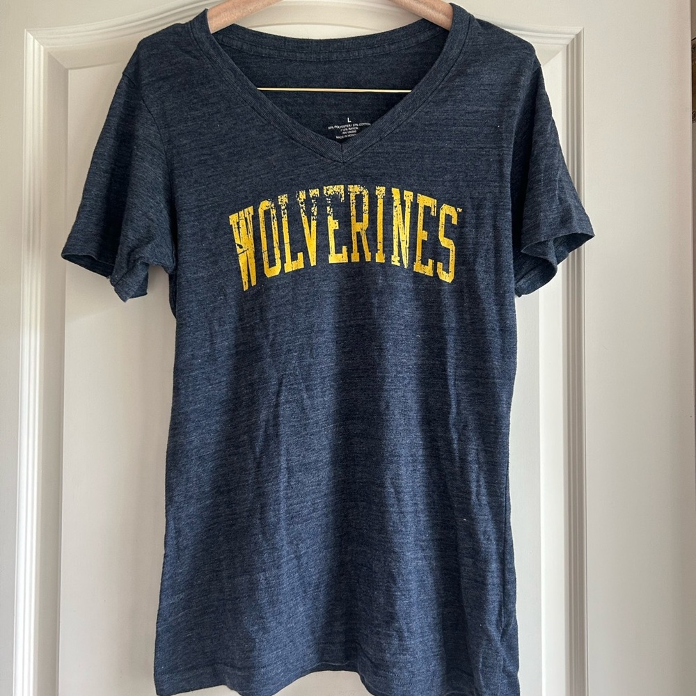 Michigan Wolverines Women's Navy Blue Short Sleeve Tee